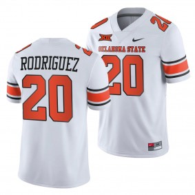 Oklahoma State Cowboys Malcolm Rodriguez 20 Jersey White 2021-22 College Football Throwback Uniform