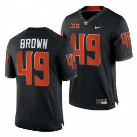 Oklahoma State Cowboys Tanner Brown 49 Jersey Black 2021-22 College Football Game Uniform