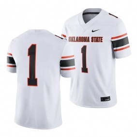 Oklahoma State Cowboys College Football Jersey #1 White 2023 Game Uniform