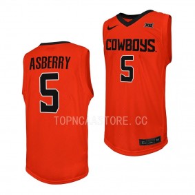 Caleb Asberry OSU Cowboys #5 College Basketball Orange Replica Jersey