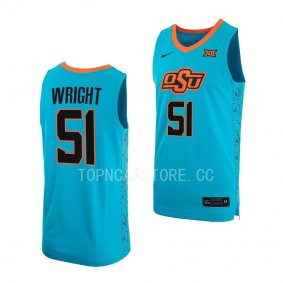 OSU Cowboys John-Michael Wright Turquoise #51 Replica Jersey 2022-23 Alternate Basketball