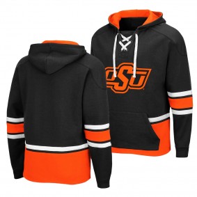 Oklahoma State Cowboys Black College Hockey 3.0 Men Lace-up Pullover Hoodie