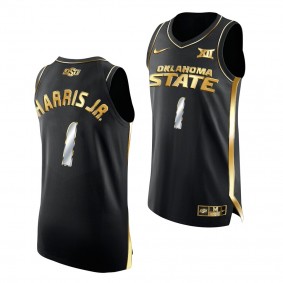 Chris Harris Jr. Oklahoma State Cowboys 2021 March Madness Black Golden Authentic Jersey