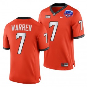 Oklahoma State Cowboys Jaylen Warren 2022 Fiesta Bowl Jersey #7 Orange College Football Playoff Uniform